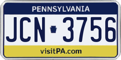 PA license plate JCN3756