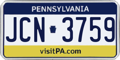 PA license plate JCN3759
