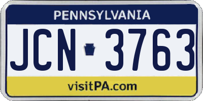 PA license plate JCN3763