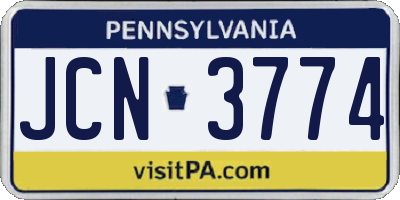 PA license plate JCN3774