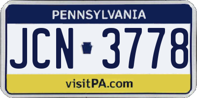 PA license plate JCN3778