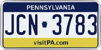 PA license plate JCN3783