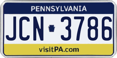PA license plate JCN3786