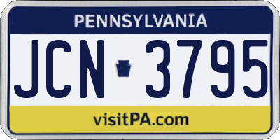 PA license plate JCN3795