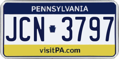 PA license plate JCN3797