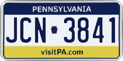 PA license plate JCN3841