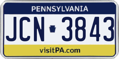 PA license plate JCN3843