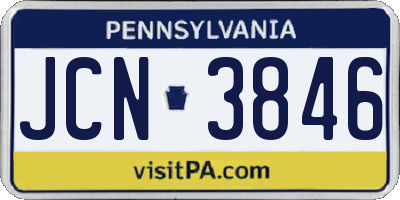 PA license plate JCN3846