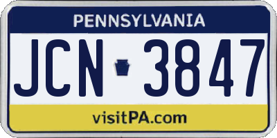 PA license plate JCN3847