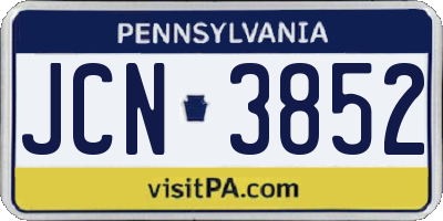 PA license plate JCN3852