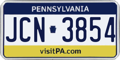 PA license plate JCN3854