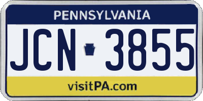 PA license plate JCN3855