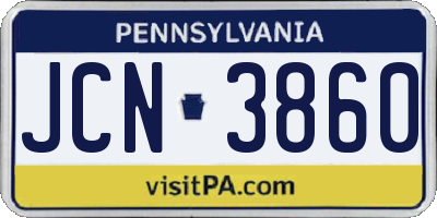 PA license plate JCN3860