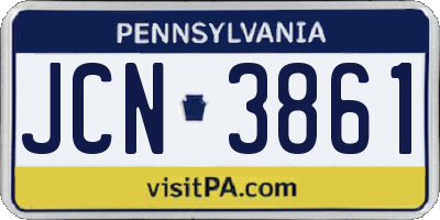 PA license plate JCN3861