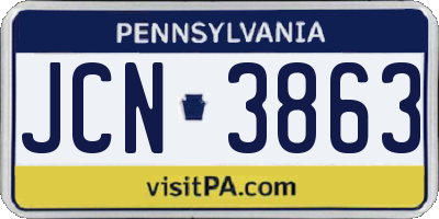 PA license plate JCN3863