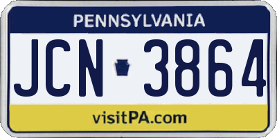 PA license plate JCN3864