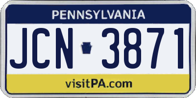 PA license plate JCN3871