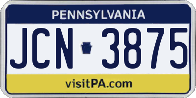 PA license plate JCN3875