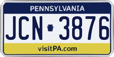 PA license plate JCN3876