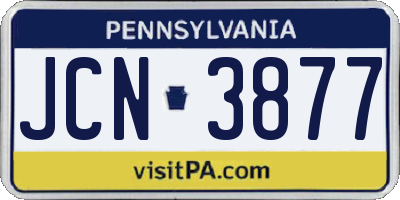 PA license plate JCN3877