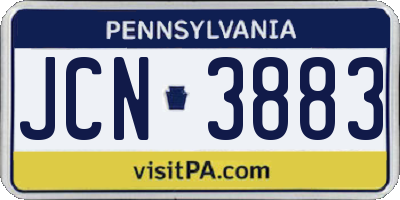 PA license plate JCN3883