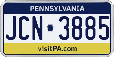 PA license plate JCN3885