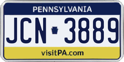PA license plate JCN3889