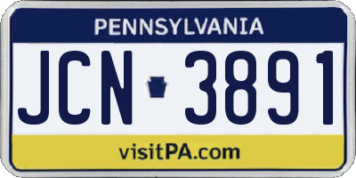 PA license plate JCN3891