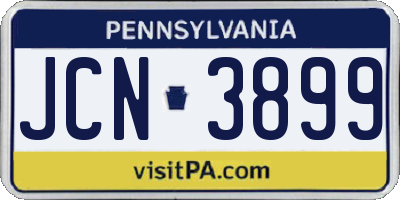 PA license plate JCN3899