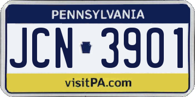 PA license plate JCN3901