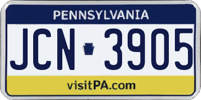 PA license plate JCN3905