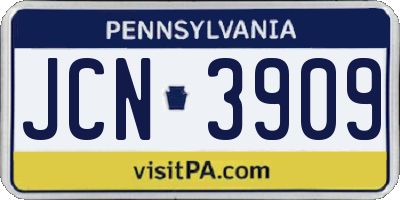 PA license plate JCN3909