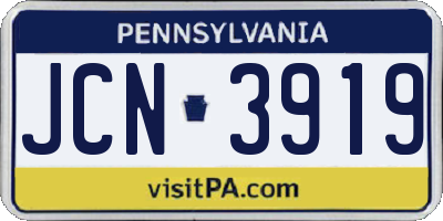 PA license plate JCN3919