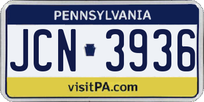 PA license plate JCN3936