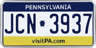 PA license plate JCN3937