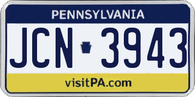 PA license plate JCN3943