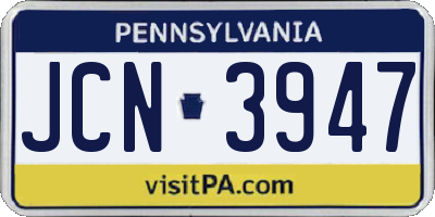 PA license plate JCN3947
