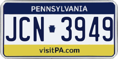 PA license plate JCN3949