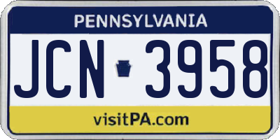 PA license plate JCN3958
