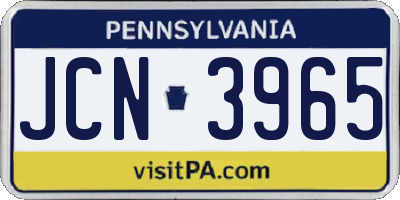 PA license plate JCN3965
