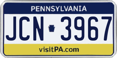 PA license plate JCN3967