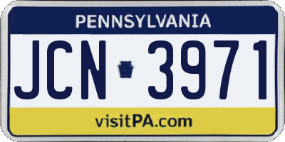 PA license plate JCN3971