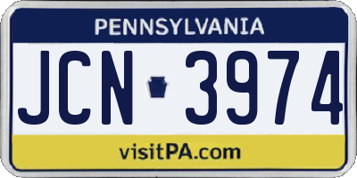 PA license plate JCN3974