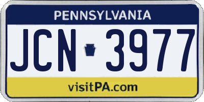 PA license plate JCN3977