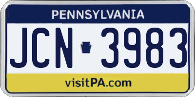 PA license plate JCN3983