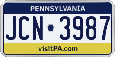 PA license plate JCN3987