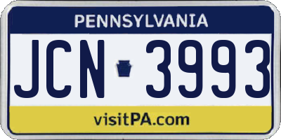 PA license plate JCN3993