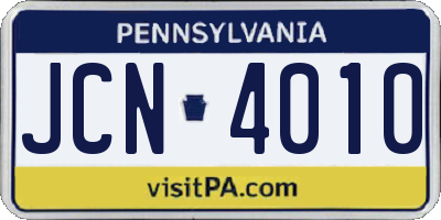 PA license plate JCN4010