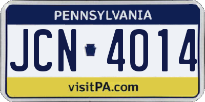 PA license plate JCN4014