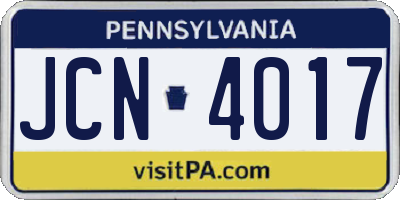 PA license plate JCN4017